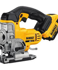 Slick 20V Max Cordless Jigsaw Kit With 4.0 Ah Battery And Fast Charger showing compact design and powerful cutting capability.