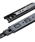 Full Extension Drawer Slides In Sleek Black Cold Rolled Steel Three Section Tracks 8 To 20 Inch Tool Free Quick Release Latches
