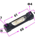 Black Double-sided Observation Metal Strip Spirit Level Bubble Accuracy 0.1mm Length 60mm with measurement details