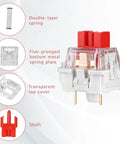 Red Switch Replacement Kit With 3 Pin Mechanical Keyboard Switches, clicky tactile feedback components diagram