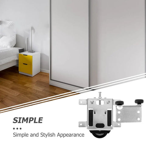 Genuine Stainless Steel Sliding Door Rollers With Double Bearing Quiet Glide Wheels Closet Pantry Track Swap Fix Smooth Operation Easy Install Built Damn Tough mounted on a closet door.