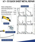 5 Ton Hydraulic Auto Body Dent Puller Kit With Pneumatic Sheet Metal Straightener And Portable Repair Stand For Easy One Person Panel Repair And Serrated Chain Clamps For Secure Dent Removal Pro Grade, sheet metal repair device diagram