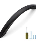 10 Pack 5 Inch Matte Black Curved Cabinet Pulls For Kitchen Cupboards And Dresser Drawers With Arch Style Hardware Zinc Alloy Construction Rust Resistant Includes Screwdriver For Easy Installation