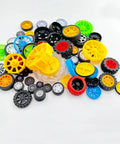 56 Piece RC Car Wheel Set With Rubber And Plastic Tires, Metal Shaft Axles, colorful variety of wheel sizes and types