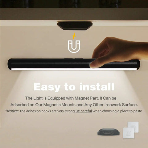 Cordless Battery Powered LED Magnetic Strip Light With Remote Control 5W Desk Lamp installation on magnetic base