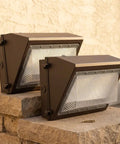 BUTIFULSIC Outdoor Security Flood Light 2 Pack Brown Aluminum Dusk to, featuring sleek design and clear lens for outdoor use.