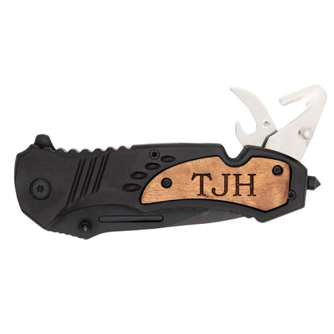 Custom Engraved Pocket Knife For Hunting And Camping Everyday Carry EDC With Wood Handle Personalized Gift Idea 4.5 Inch Length