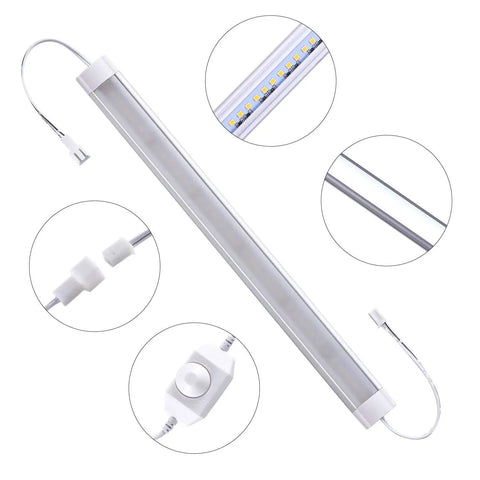 Under Cabinet LED Lighting Kit 6 Pack 11 Inch Plug In Cold White 6000K Linkable Dimmable Under Counter Lights with power adapter
