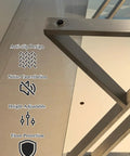 Close-up of Premium Heavy Duty Brushed Stainless Steel Table Legs featuring anti-slip design and adjustable feet for solid support.