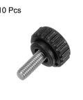 Heavy Duty Knurled Clamping Knobs 10 Pack Thumb Screws M6 X 16mm With Matte Black Plastic Heads 304 Stainless Steel Studs Visible