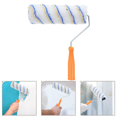 Set Of 3 Pro Grade Paint Rollers For Walls And House Painting with orange handle, ideal for smooth even coverage and easy cleaning.