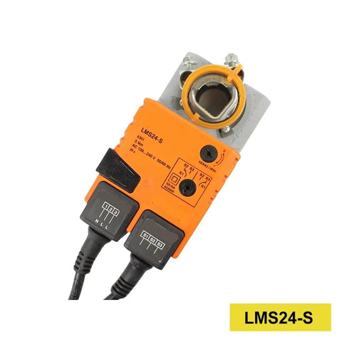 No Hassle Damper Actuator For HVAC Building Controls Hella Precise Universal Compatibility And Built Tough For Smooth Technical Installation And Repair Upgrades, orange actuator with dual wiring ports.