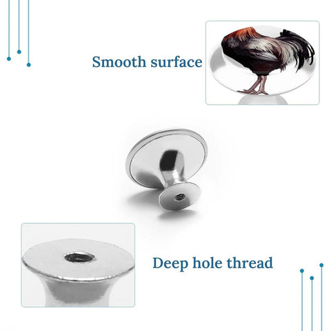 Rooster Cabinet Knob Stainless Steel Round Drawer Pulls For Kitchen Cabinets And Dressers, smooth surface, deep hole thread.
