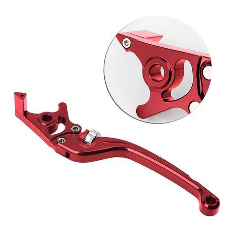 Adjustable CNC Aluminum Brake Lever For Motorcycles Scooters And Electric Bikes Twenty Two Millimeter Clamp Seven Eighths Inch Front And Rear Disc Red