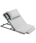 Premium Electric Adjustable Bed Backrest With Thick Foam For Reading Relaxing Or Sleeping, 300 Lbs Capacity, Remote Control, Fits All Mattresses, gray foam with pillow and adjustable angle.