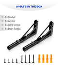 10 Inch Folding Shelf Brackets Set Of 2 Matte Black Heavy Duty Stainless Steel Triangular Design with screws and anchors
