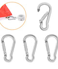 Rock Solid Heavy Duty Aluminum Carabiner Clip Set For Flagpole Swivel Ring Replacement Spring Snap Hooks To Secure Grommeted Flags Fast On Any Standard Pole Hardware In Polished Silver, featuring 2-inch clips.