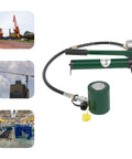 AGULIUM 20T hydraulic ram jack with CP-180 hand pump and pressure gauge; green low-profile porta power kit, 2 in stroke