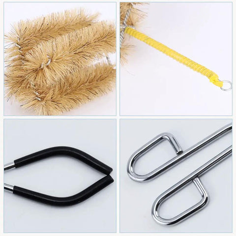Close-up of 1000ml beaker brush, 11 inch beaker tongs from 14 Piece Glass Beaker Set With 6 Graduated Beakers 10Ml 50Ml 100Ml 250Ml 500Ml 1000Ml