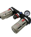 Three Unit FRL Air Treatment Setup Kit With Filters For Compressed Air Lines Includes Filter Regulator Lubricator Assembly