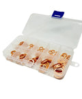 Heavy Duty Flat Copper Washers 50 To 100 Pieces Gasket Kit With Nuts And Bolts For Sump Plug Auto Repair Heat Resistant Universal Fit Sealing Hardware Set For Engine Block Maintenance in plastic organizer box