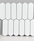 Peel And Stick Picket Tile Backsplash White Matte Ceramic Look Long Hexagon Self Adhesive Wall Tiles Pack Of 12