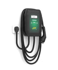 Level 2 Wall Mounted EV Charger With 40 Amp Fast Charging And 25 Foot Flexible Cable NEMA 14 50 Plug displayed on a wall.