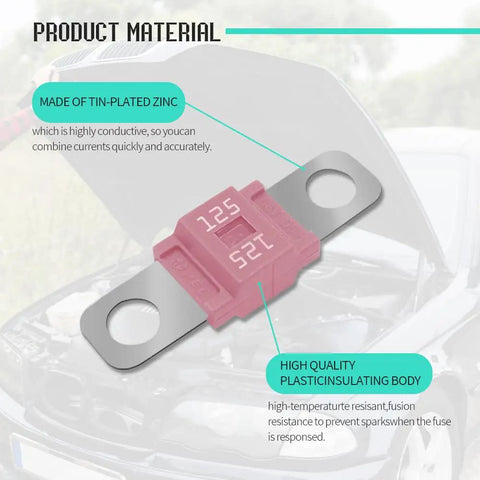 Rock Solid 3 Pack Midi Ami Fuses 125 Amp High Current Bolt On Automotive Universal Replacement designed for cars, trucks, and boats with tin-plated zinc.