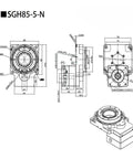 Technical drawing of Hollow Shaft Rotary Actuator 85 With 360 Degree Rotating Table And 10 18 Ratio For Nema 23 Stepper Motor
