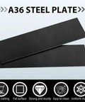 One Piece 0.25 Inch Thick, 4 Inch Wide, 12 Inch Long A36 Steel Plate Hot Rolled Flat Bar Sheet on white background