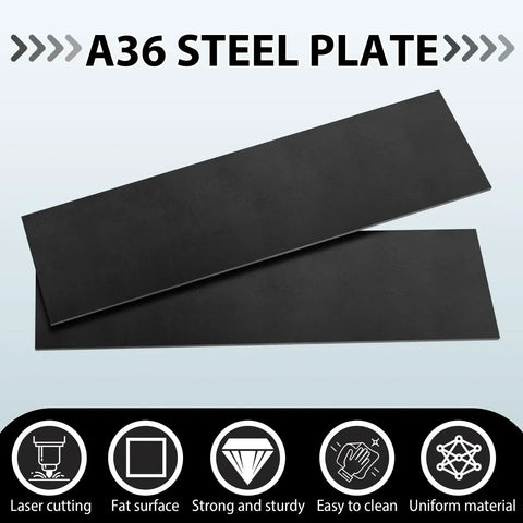 One Piece 0.25 Inch Thick, 4 Inch Wide, 12 Inch Long A36 Steel Plate Hot Rolled Flat Bar Sheet on white background