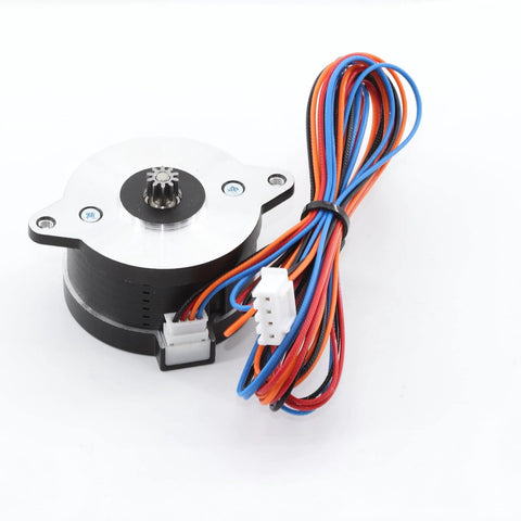 NEMA 14 pancake stepper motor for 3D printers; 2‑phase, 4‑wire with colorful leads and white connectors