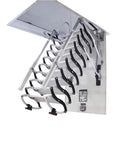 Smooth As Butter Electric Attic Pull Down Ladder Featuring Ace Smart Remote Telescopic Loft Stairs detail of folded ladder and mechanism.