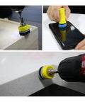 Check out these 191 Pieces Of One Inch Sanding Discs With Hook And Loop Fastening System Plus A Backing Pad For Wet Or Dry Sanding Jobs That Peel Switch In Seconds Without Tools And Dust Venting Holes Keep The Area Clean While You Work Like A Pro. Image of sanding pads in use on wood and countertop surfaces.