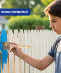 Boy using Two Pack 3 Inch Angle Paint Brushes With Durable Wooden Comfort Grip For Easy Control And A Thick Synthetic Filament
