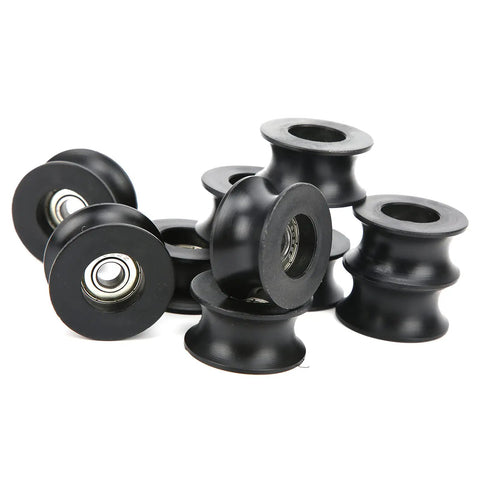 10 Pack Heavy Duty U Groove Pulley Roller Bearing With Nylon Coated U Shaped Guide Rail Wheels For Sliding Doors Wardrobes Cabinets Tracks Smooth Glide Deep Groove Ball Bearing Roller Wheel, black U-groove rollers