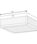 Diagram of Black Two Light 11 Inch Flush Mount Ceiling Fixture With Vintage Industrial Flair Retro Vibe Modern Farmhouse Glow.