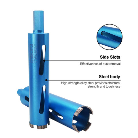 Beefy Two And A Half Inch Diamond Core Drill Bits With Nine Inch Deep Drilling, Laser Welded Segments For Concrete Brick Block Masonry