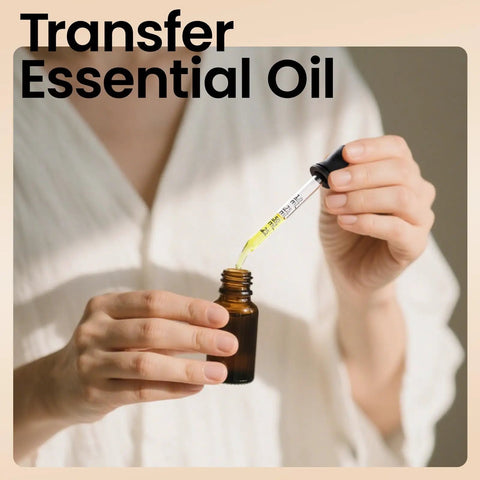 Glass Dropper Set With 10 Pieces Featuring 8 1ml Droppers And 2 Cleaning Tools in use transferring oil