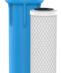 Image of an Undersink Water Filtration System With EZ Quick Connect 1 Quarter Inch Tubing, showing the blue housing and CB3 cartridge.