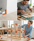 Eight Pack 90 Degree Corner Clamps And Woodworking Positioning Squares Featuring 3 Inch And 4 Inch Sizes used for furniture assembly.