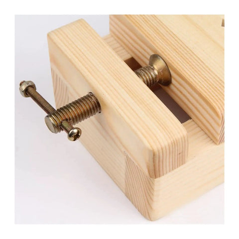 Top Shelf 2 Pack Mini Flat Pliers Vise Clamps For Woodworking Tables, Heavy Duty Cast Iron Hand Tools With Smooth Grip for detail of wooden clamp screws.