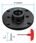 Rock Solid 4 Inch Wood Lathe Faceplate Made From Dang Tough Steel With A Rust Proof Black Finish And Eight Screw Holes to secure pieces.
