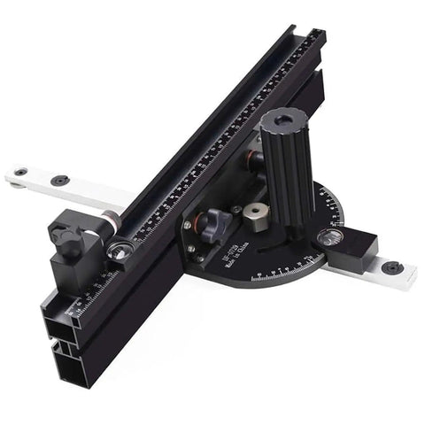 Precision Woodworking Miter Gage With 360Mm Fence And Flip Stop For Bench Saws showing 360mm aluminum fence and adjustable stops.