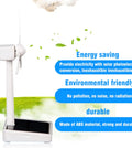 Sun Powered Mini Desktop Wind Turbine for Home Office and Classroom Decor, ABS plastic solar windmill model with eco-friendly features