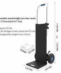 Heavy Duty Electric Stair Climbing Dolly With 1200 Watt Motor And Telescoping Handle For Hauling Up To 551 Lbs On Any Floor Or Stairs dimensions and features.