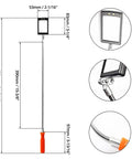 Diagram of Must Have Flexible LED Inspection Mirror With Telescoping Arm And 360 Degree Swivel For Hard To Reach Spots, dimensions labeled.