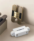 Beefy Invisible Door Hinges 3D Adjustable Concealed Butt Hinge Zinc Alloy With Shiny Gold finish side view