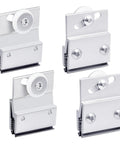 Four Pack M6145 Top Bracket Roller Assembly For Frameless Sliding Glass Shower Doors Fits Three Sixteenth Inch Thick Panels With Three Quarter Inch Plastic Wheel And Ball Bearings In Aluminum Chrome Finish Replacement