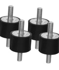 Four Pack Vibration Isolator Mounts For Fitness Equipment Anti Vibration Shock Absorption Easy Install For Quieter Operation And Stable Home Gym Gear Durable black rubber mounts with threaded metal bolts
